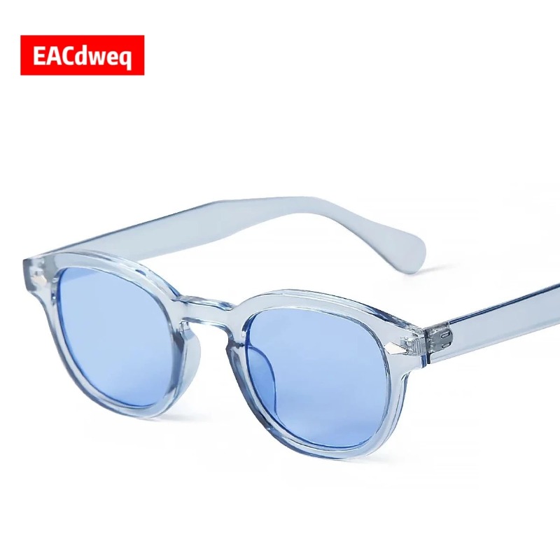 Vintage Fashion Design - Modische Transparente Blaue Runde Sonnenbrille für