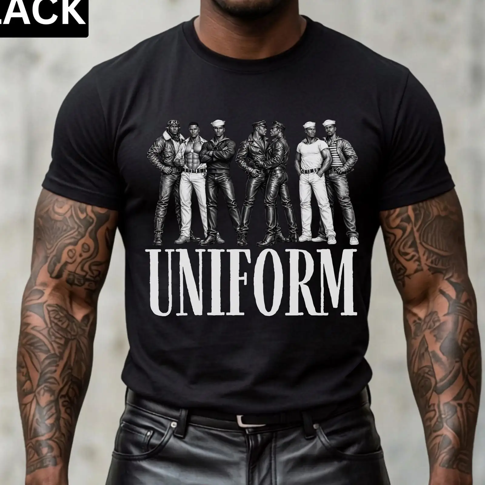 Vintage Queer Fashion - Tom Of Finland inspiriertes Uniform-T-Shirt für