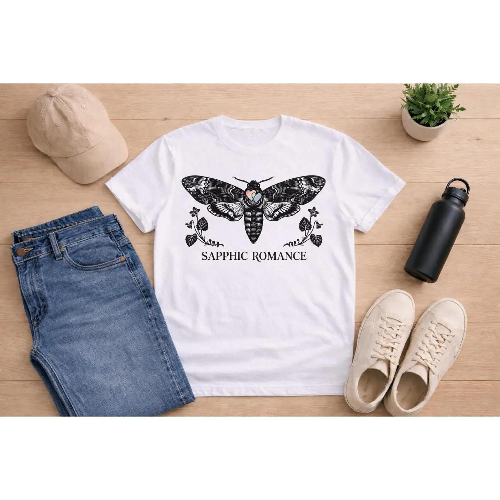 Vintage Queer Fashion - Gothic Sapphic Romance Death Moth T-Shirt
