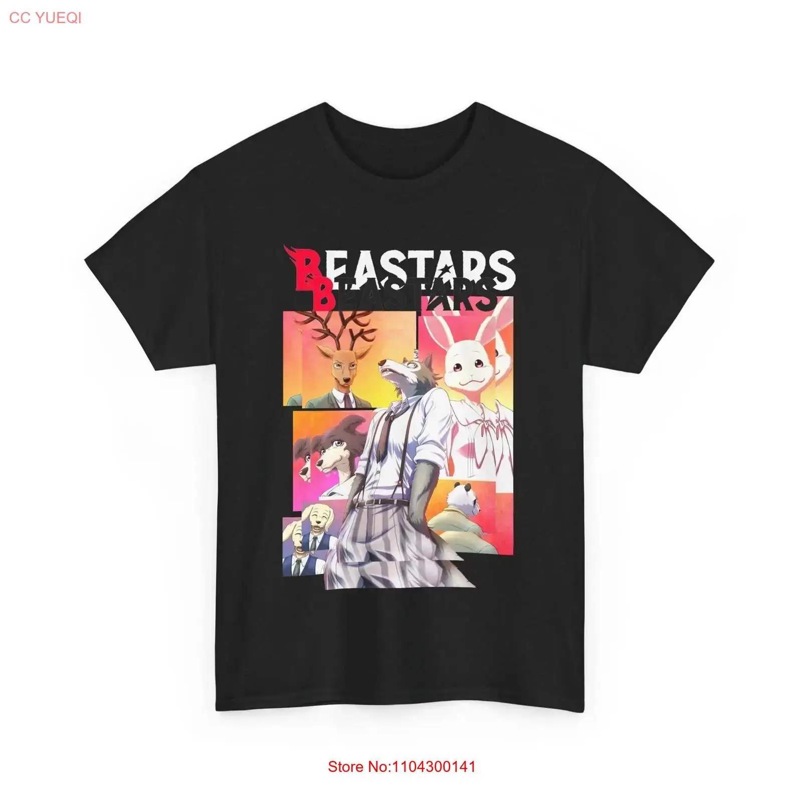 Vintage Fashion Knitwear - Anime Beastars Legoshi Schwarzes T-Shirt im