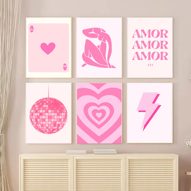 Vintage Fashion Art - 1 Stück Leinwandbild Rosa Matisse Akademie