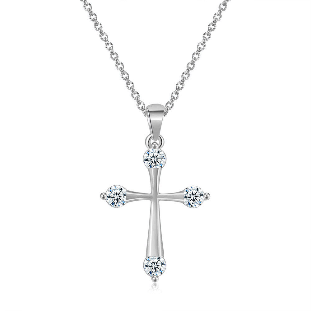 Vintage Fashion Faire - Silber Farbe Kreuz Anhänger Halskette für