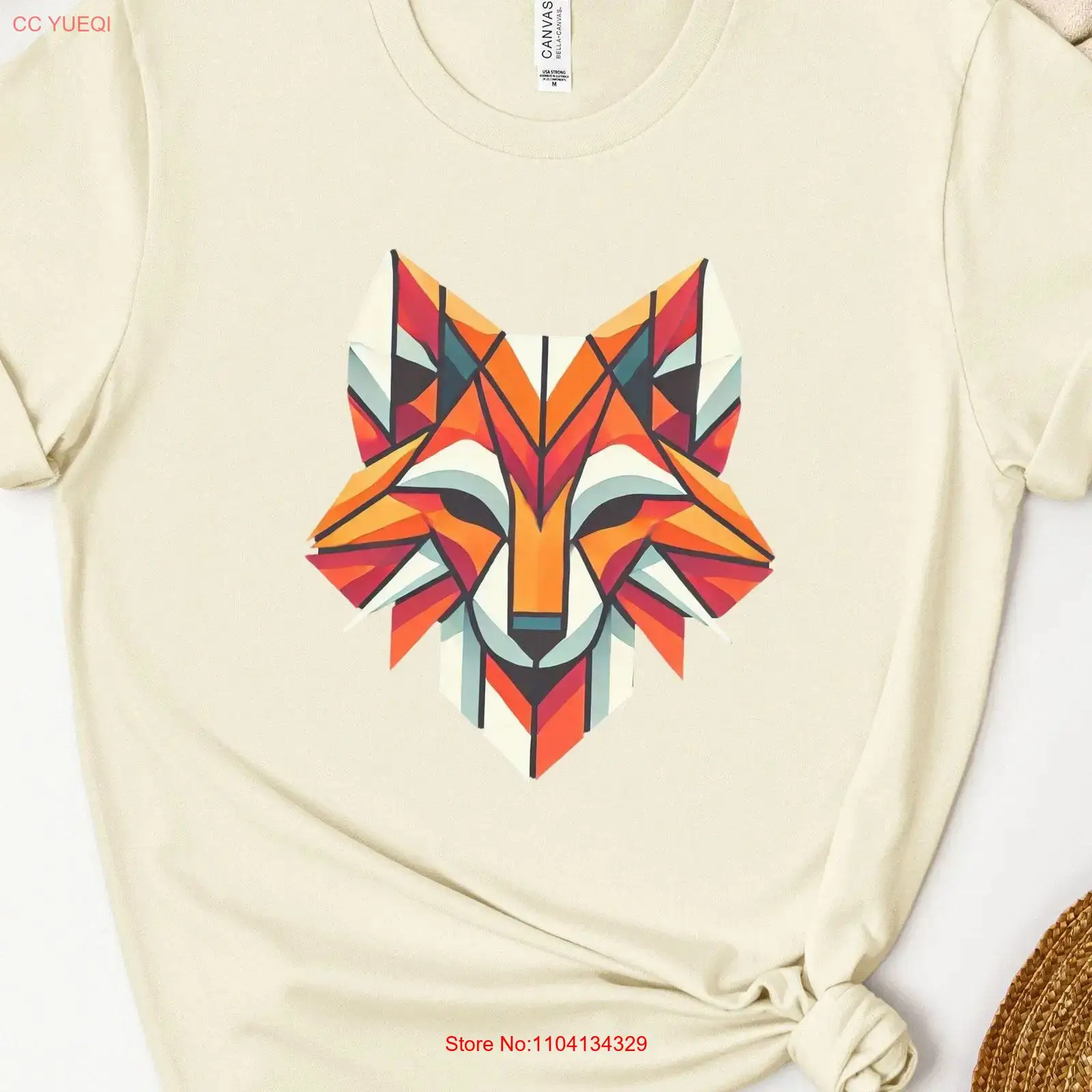 Vintage Fashion Art - Geometrisches, einzigartiges Kunst-Fuchs-T-Shirt, modernes Tier-Urlaubsdesign für
