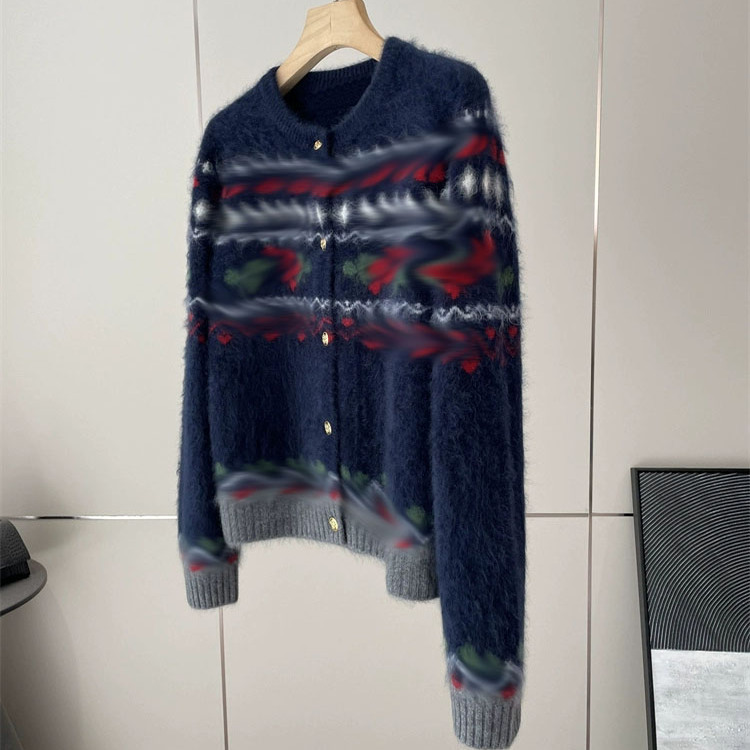 Vintage Fashion Faire - Fair Island Vintage Strick-Rundhals-Cardigan für Damen,