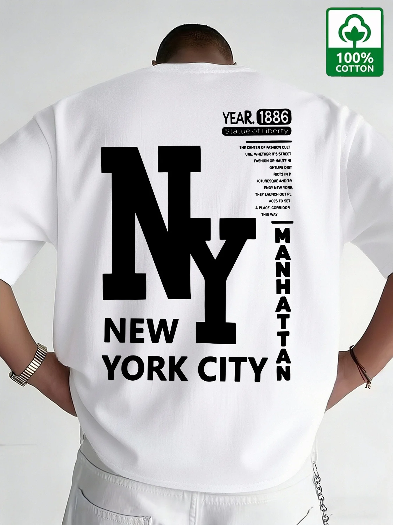 Vintage Fashion Nyc - Herren NYC T-Shirt aus Baumwolle mit