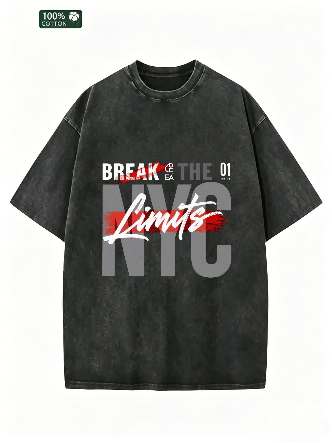 Vintage Fashion Nyc - Übergroßes Grafik-T-Shirt für Herren, Vintage Acid-Washed