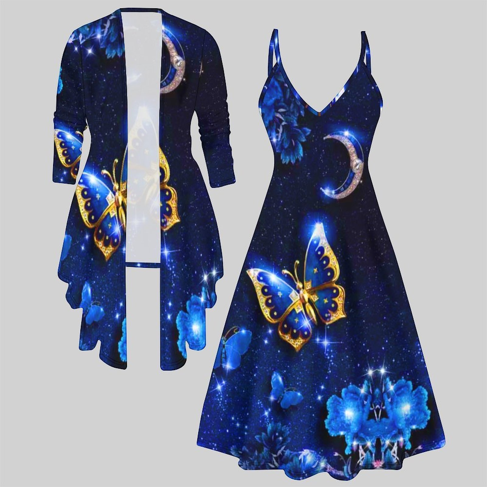 Vintage Fashion Knitwear - Vintage-Print Zweiteiliges Set für Damen: Ärmelloses