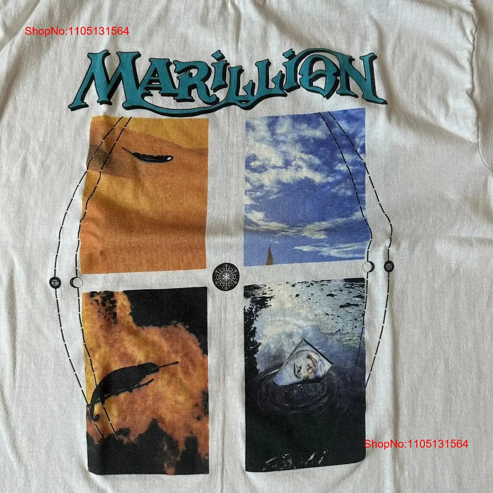 Vintage Fashion Knitwear - Vintage SELTENE Marillion Weißes T-Shirt Baumwolle