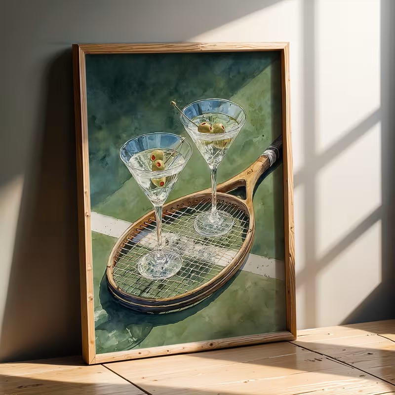 Vintage Fashion Art - Vintage-Poster mit Tennisklub-Motiv, Leinwandposter mit Martinelli,