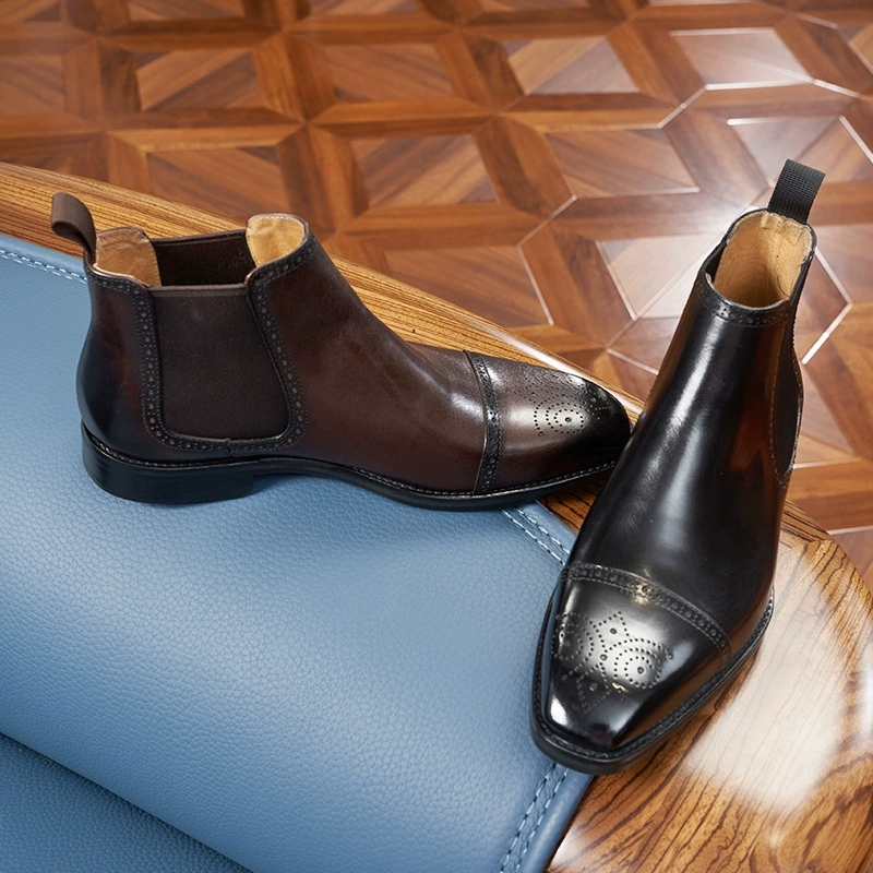 Vintage Fashion Design - Vintage italienische Herren-Chelsea-Stiefel, luxuriös, echtes Leder,