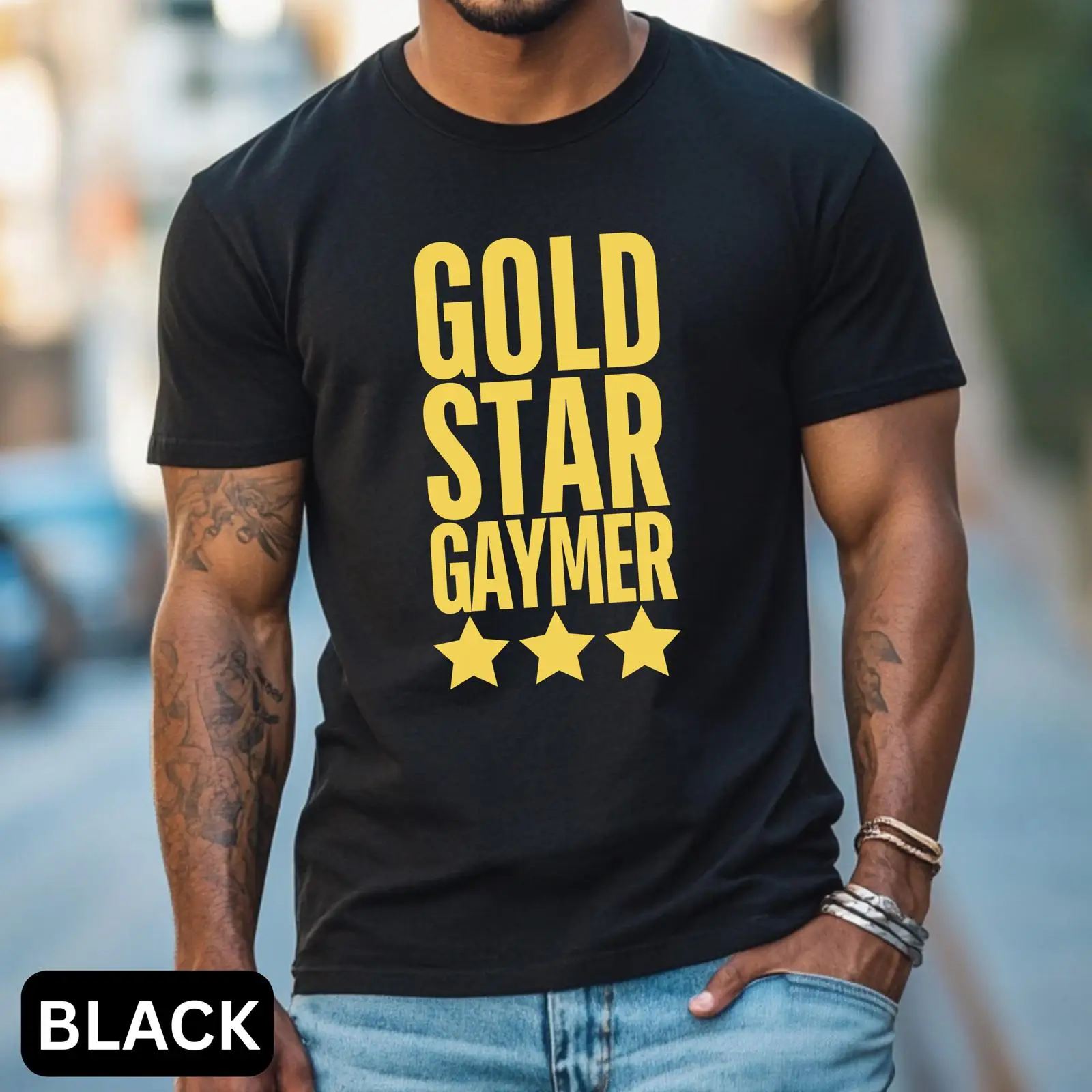 Gold Star Gaymer T-Shirt LGBT  – Vintage Queer Fashion Bewertung und Preis